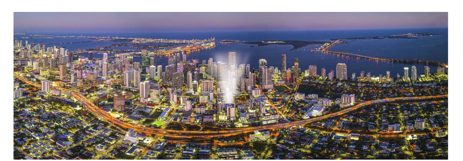Vista aérea de Brickell, Miami — localização do Domus Brickell Center
